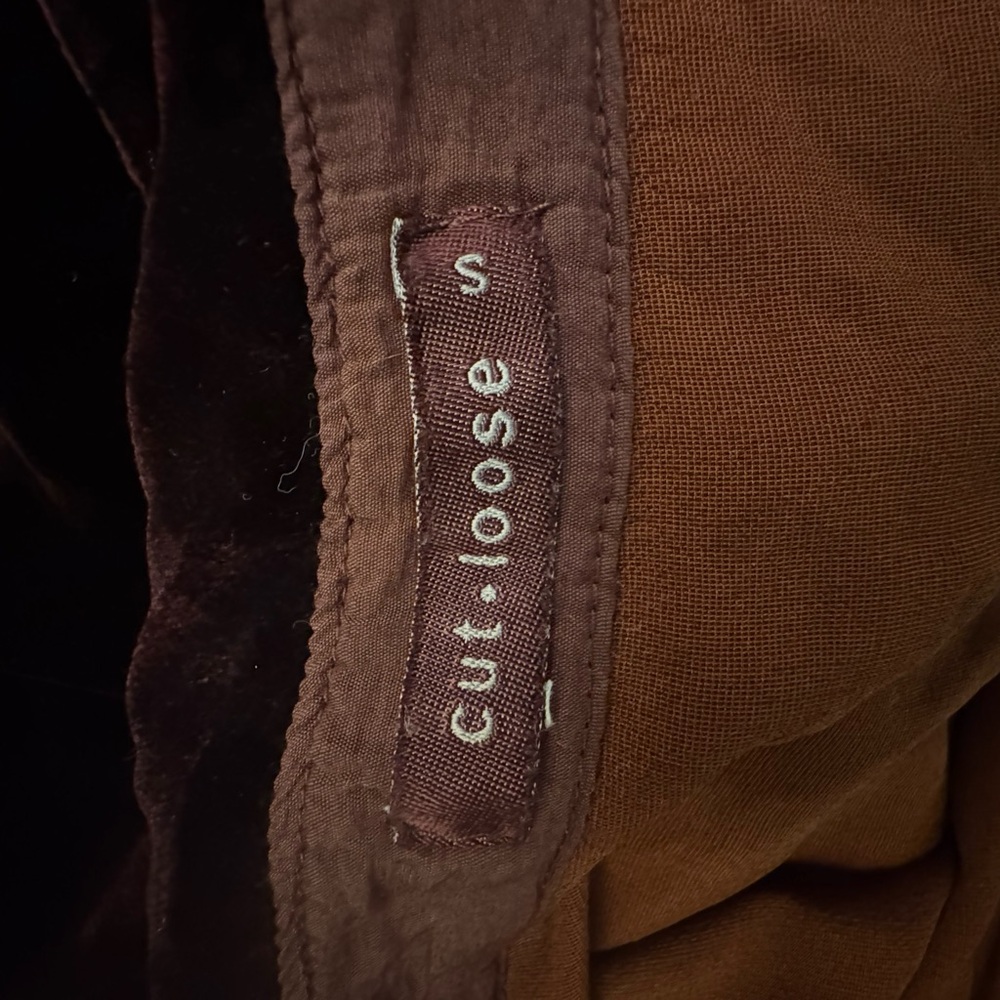 Cut Loose Velvet Button-Down Shirt - Deep burgundy/brown Size S - Picture 6 of 7